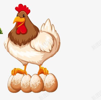 母鸡和蛋png免抠素材_新图网 https://ixintu.com 动物 卡通 小鸡妈妈 母鸡 鸡蛋