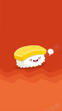 米饭快餐车卡通日本饭团插画矢量图背景