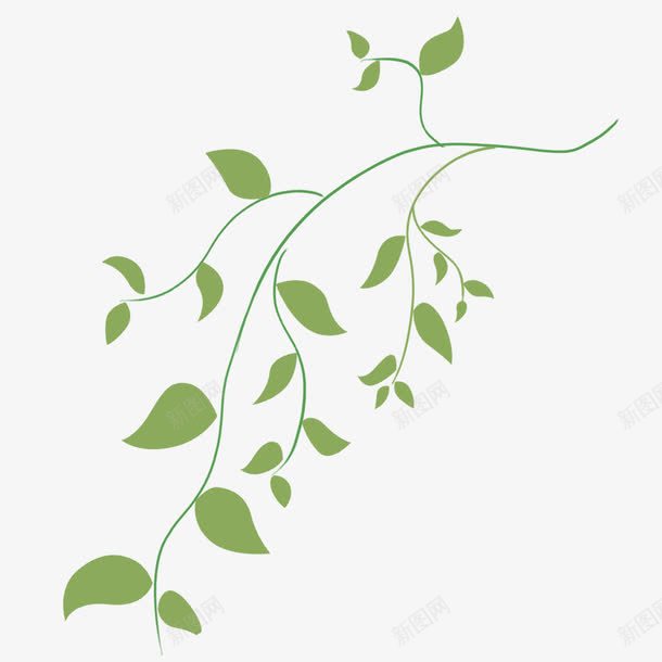 绿色树叶png免抠素材_新图网 https://ixintu.com 叶子 手绘图 插图 树叶 细枝条 绿叶 装饰