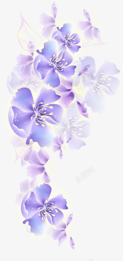 手绘紫色花朵素材