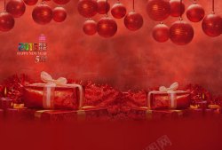 礼物盒红色礼物盒红色圣诞球高清图片