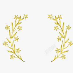 金色花朵叶子植物图素材