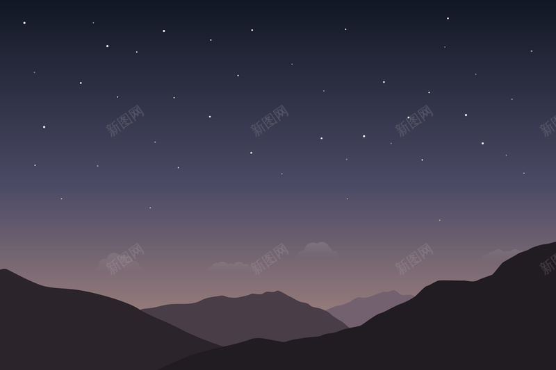 卡通扁平蓝色星空夜空背景矢量图ai设计背景_新图网 https://ixintu.com 卡通 夜景 夜空背景 夜色 山峰 扁平 星星 星空 漫画 矢量图 蓝色