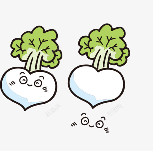 可爱的可爱的萝卜png免抠素材_新图网 https://ixintu.com 创意 卡通手绘 可爱的 叶子 白萝卜 绿叶 装饰