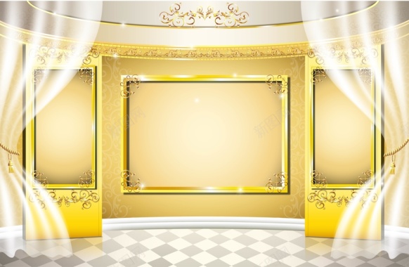 矢量质感金色舞台背景背景