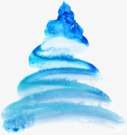 蓝色水彩圣诞树矢量图素材