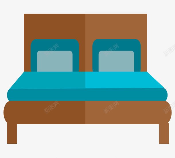 卧室实木床png免抠素材_新图网 https://ixintu.com 卧室 实木床 床垫 素材