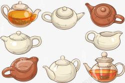 茶壶和热气茶水矢量图素材