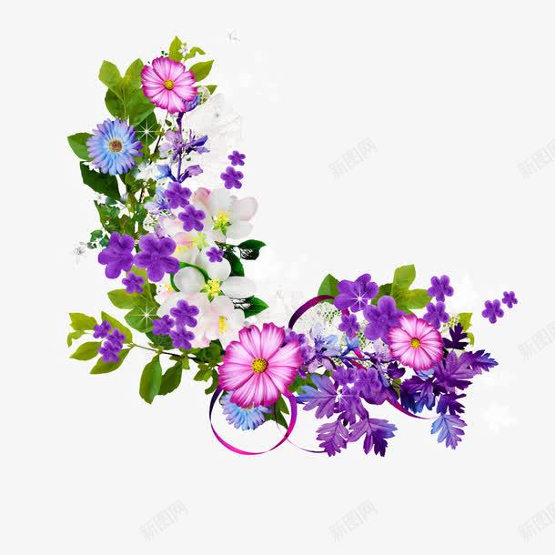 紫色花束花朵边框png免抠素材_新图网 https://ixintu.com 小花 手绘 紫色 花束 边框