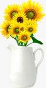 黄色卡通花瓶向日葵素材