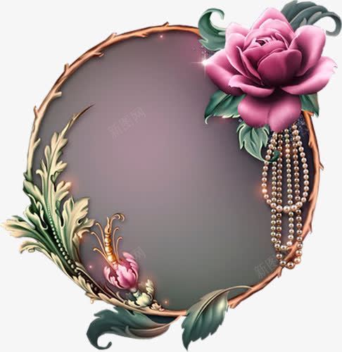 玫瑰花装饰png免抠素材_新图网 https://ixintu.com 圆形 手绘 漂浮 玫瑰花 粉色 装饰