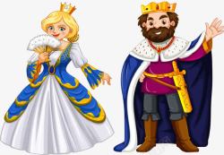 王后卡通手绘国王和王后高清图片
