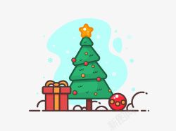 卡通圣诞树精美礼盒素材