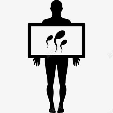 男性轮廓板显示精子图标图标
