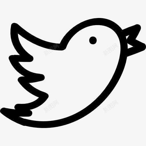 推特手绘LOGO图标png_新图网 https://ixintu.com 侧视图 手绘 推特 标志 标识 社会动物 社会网络 鸟