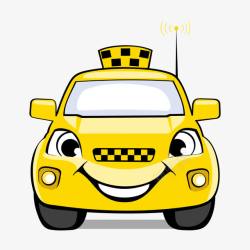 黄色的小轿车黄色出租车小轿车简笔插画高清图片
