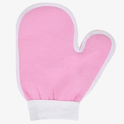 浅绿色澡巾粉色手套式儿童澡巾高清图片