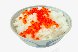 稻穗中的米饭白色瓷碗中的鱼籽米饭高清图片