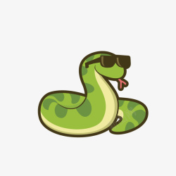 眼睛蛇手绘绿色的卡通蛇高清图片
