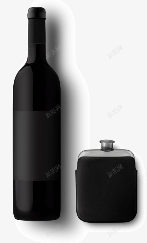 黑色瓶子psd免抠素材_新图网 https://ixintu.com 手绘 炫黑 瓶子 黑色