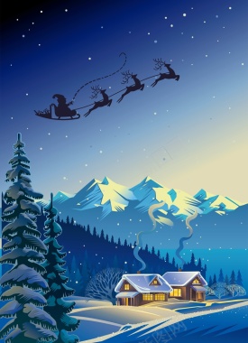 矢量卡通创意圣诞雪景背景背景