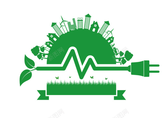 绿色环保节约用电背景矢量图背景