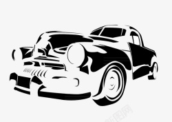 老款式汽车卡通手绘黑白色老汽车插画图标高清图片