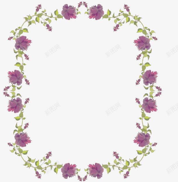 创意合成紫色的手绘花卉边框png免抠素材_新图网 https://ixintu.com 创意 合成 素材 紫色 花卉 边框