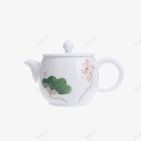 小茶壶单壶清荷单壶png免抠素材_新图网 https://ixintu.com 产品实物 手工绘制 白瓷茶壶