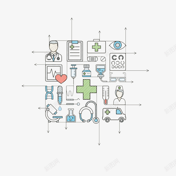 医疗元素png免抠素材_新图网 https://ixintu.com 医疗 插画 网页