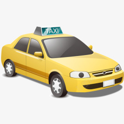 卡通手绘黄色的计程车素材