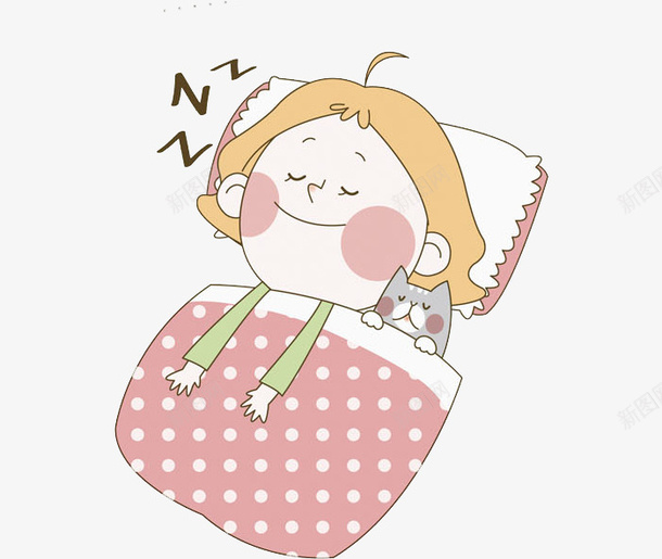 睡觉女孩png免抠素材_新图网 https://ixintu.com 卡通人物 卡通手绘 女孩 水彩画 睡觉 肖像画 被子 装饰图案