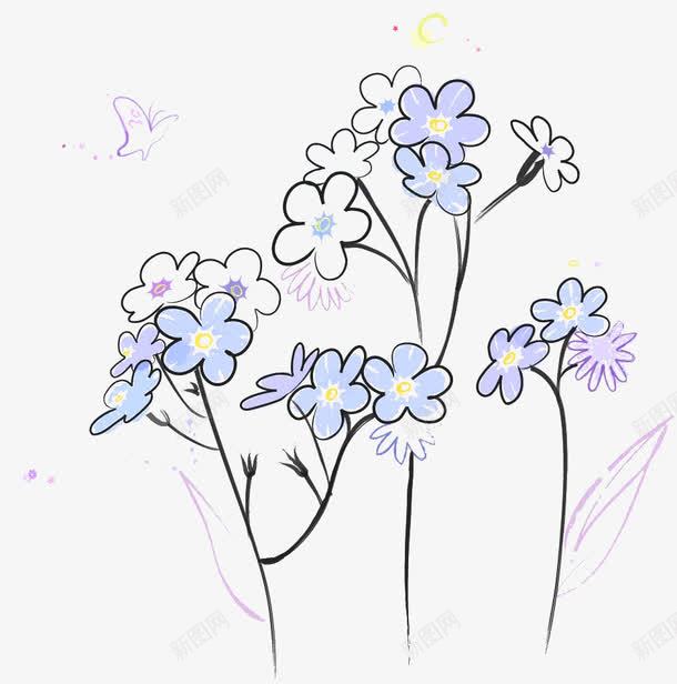 丁香花png免抠素材_新图网 https://ixintu.com 丁香花 手绘 紫色 花卉 花朵