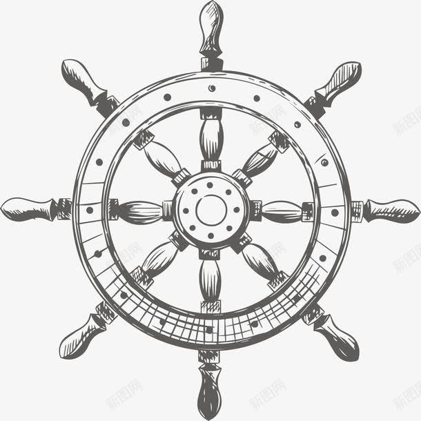 手绘船舵png免抠素材_新图网 https://ixintu.com 手绘 素描 素描船舵 船舵