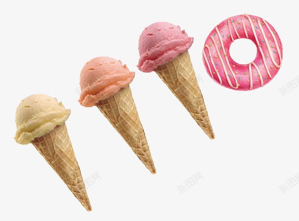冰淇淋和甜甜圈png免抠素材_新图网 https://ixintu.com png素材 冰淇淋 甜甜圈 甜筒
