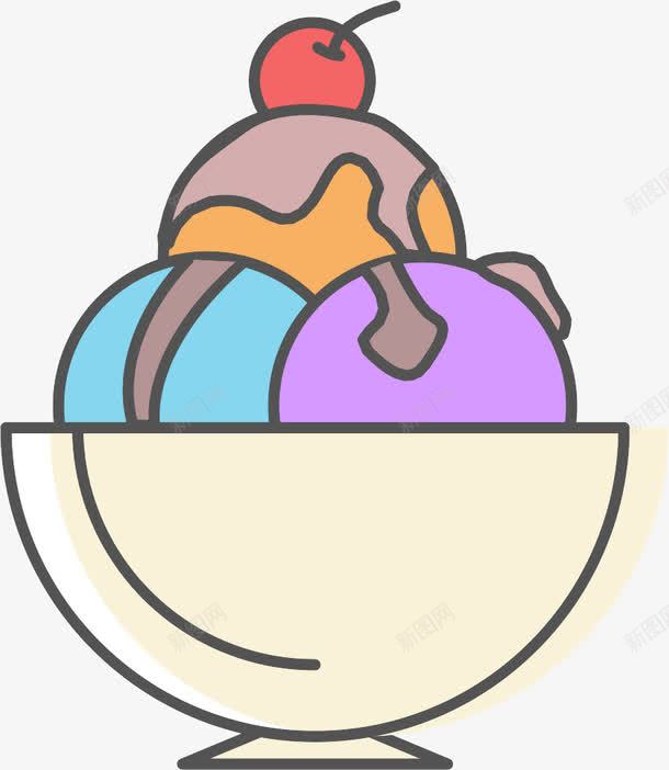 一碗冰淇淋png免抠素材_新图网 https://ixintu.com 冰淇淋图案 卡通冰淇淋 彩色冰淇淋