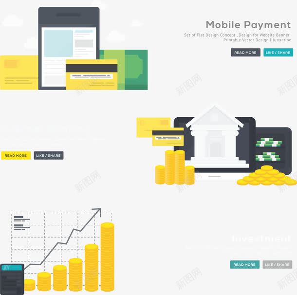 金融银行PPT扁平化矢量图eps免抠素材_新图网 https://ixintu.com PPT矢量金融素材 矢量金融素材 矢量银行素材 矢量图