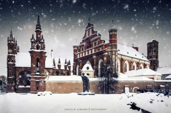 冬日城堡纯净白雪背景