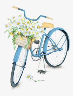 精美唯美花篮花卉自行车素材