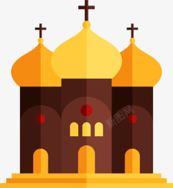 褐色的古堡卡通扁平化宗教建筑高清图片
