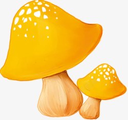 手绘黄色水彩蘑菇素材