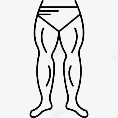 男运动员的腿正面的轮廓图标图标