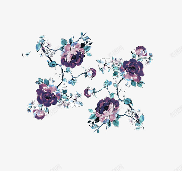 手绘蓝紫色花朵png免抠素材_新图网 https://ixintu.com 手绘图 艺术花卉图 花朵 蓝紫色