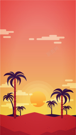 粉红棕榈叶夏日沙滩的棕榈树矢量图高清图片