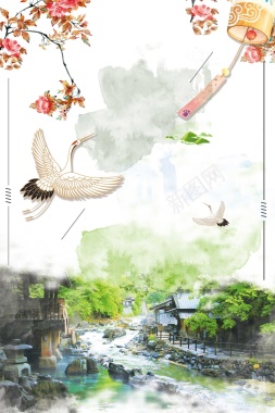 中国风传统山水风景广告背景