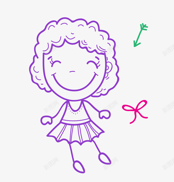 卡通紫色小女孩png免抠素材_新图网 https://ixintu.com 卡通人物 小女孩 简笔画 紫色人物 背景装饰
