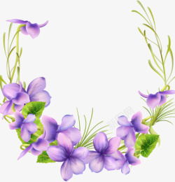 北欧ins手绘紫色花花环高清图片
