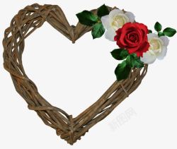 爱心编织的门框爱心编织边框花卉装饰高清图片