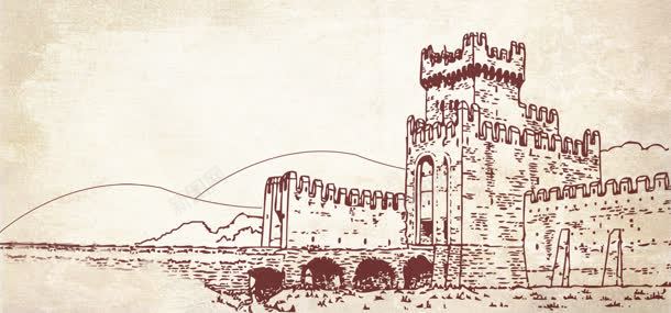 古堡素描背景背景
