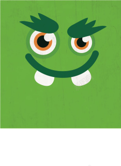 绿色牛角小怪物绿色小怪物眼睛牙齿背景矢量图高清图片